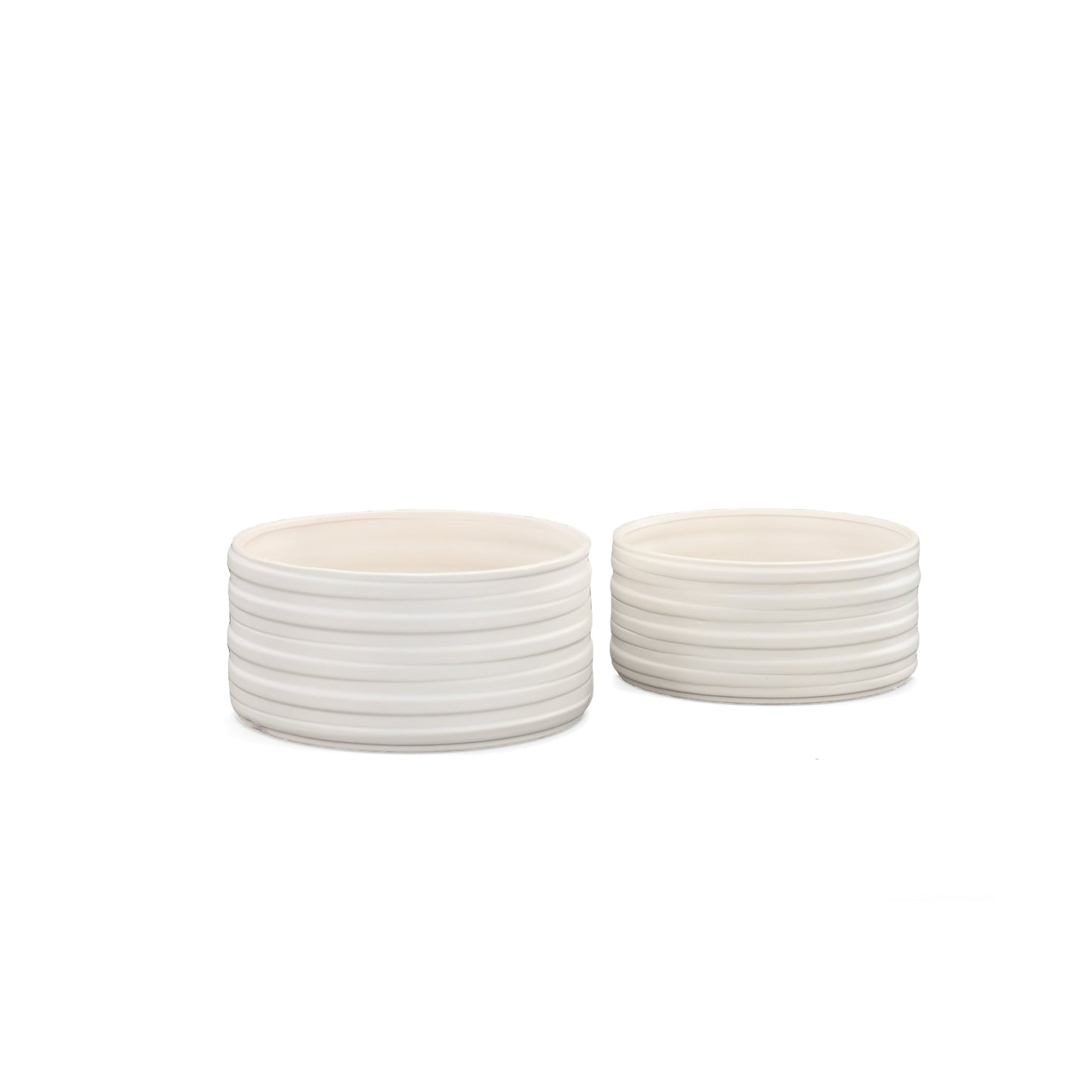 Yam Embossed Banded Ceramic Planter Set (Set of 2)