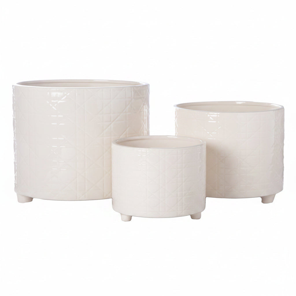 Ceramic Round Pot Gloss Finish Cream-10.00"H -136