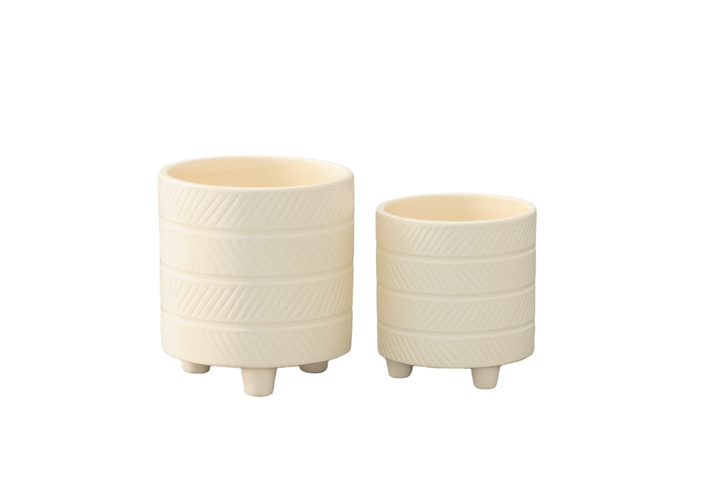 Ceramic Round Pot Gloss Finish Cream-5.50"H -151