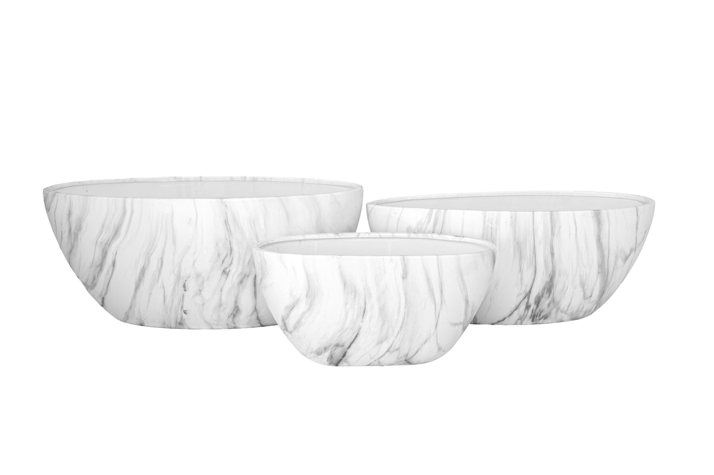 Ceramic Oval Pot Set of Three Matte Finish-8.50"H