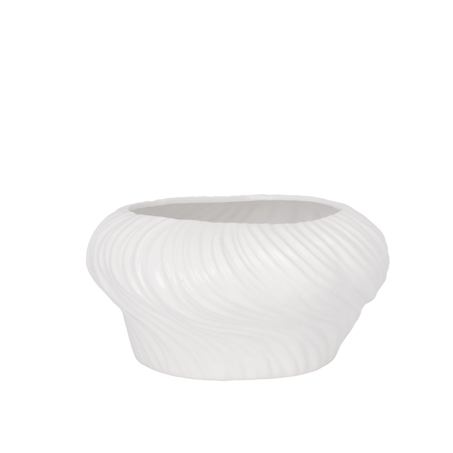Kiva Swirl White Ceramic Pot