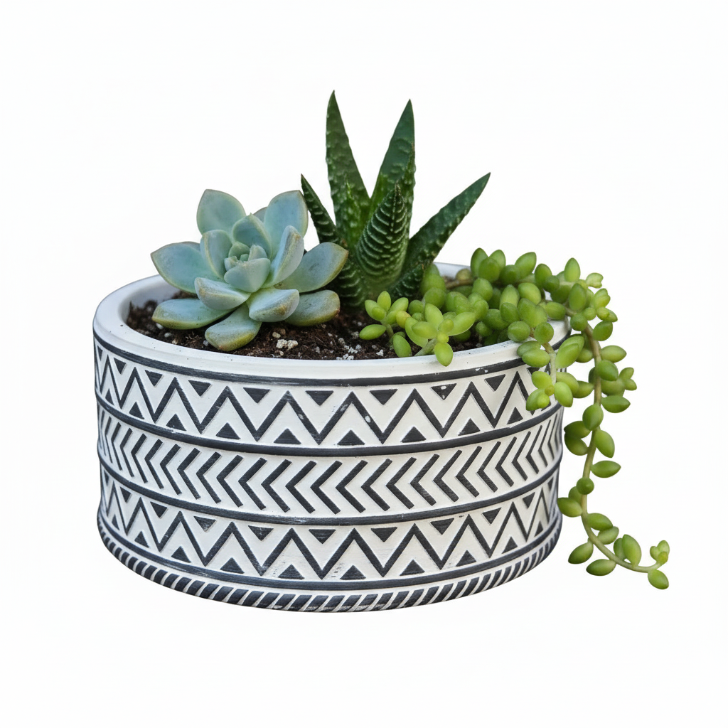 Mara Ceramic Wide Round Tribal Pot