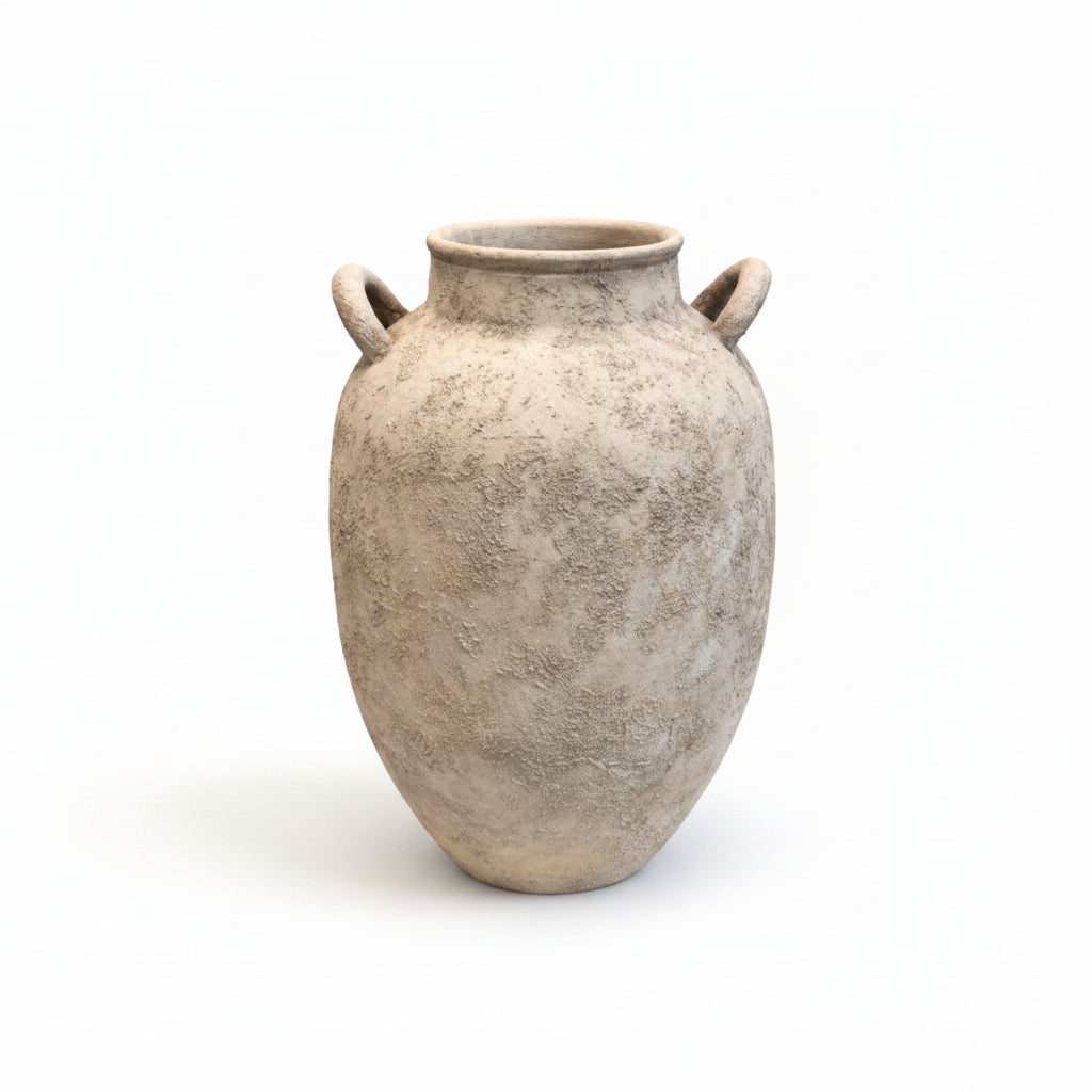 Zein Handcrafted Terracotta Amphora Vase with Loop Handles - Large