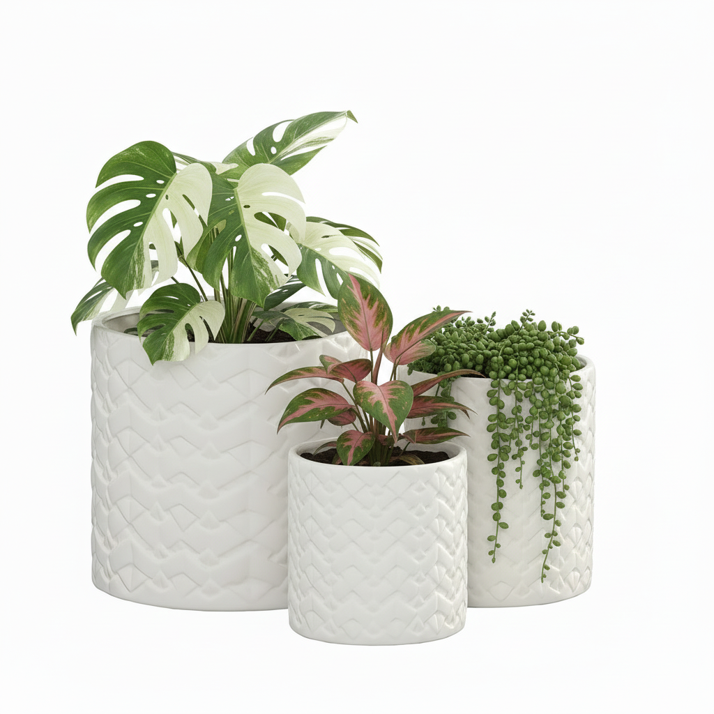 Alene Ceramic Round Planter Set (Set of 3)