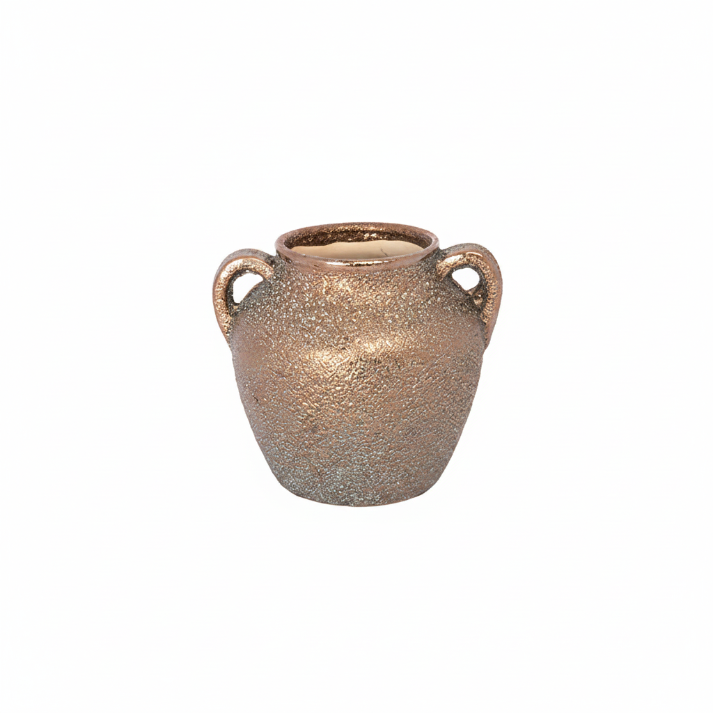 Elsbeth Ceramic Lava Texture Amphora Urn Vase with Loop Handles