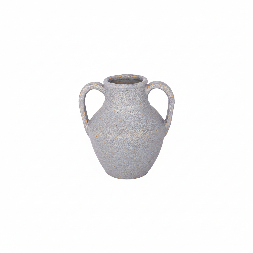 Dorli Ceramic Amphora Vase with Decorative Handles & Lava Texture