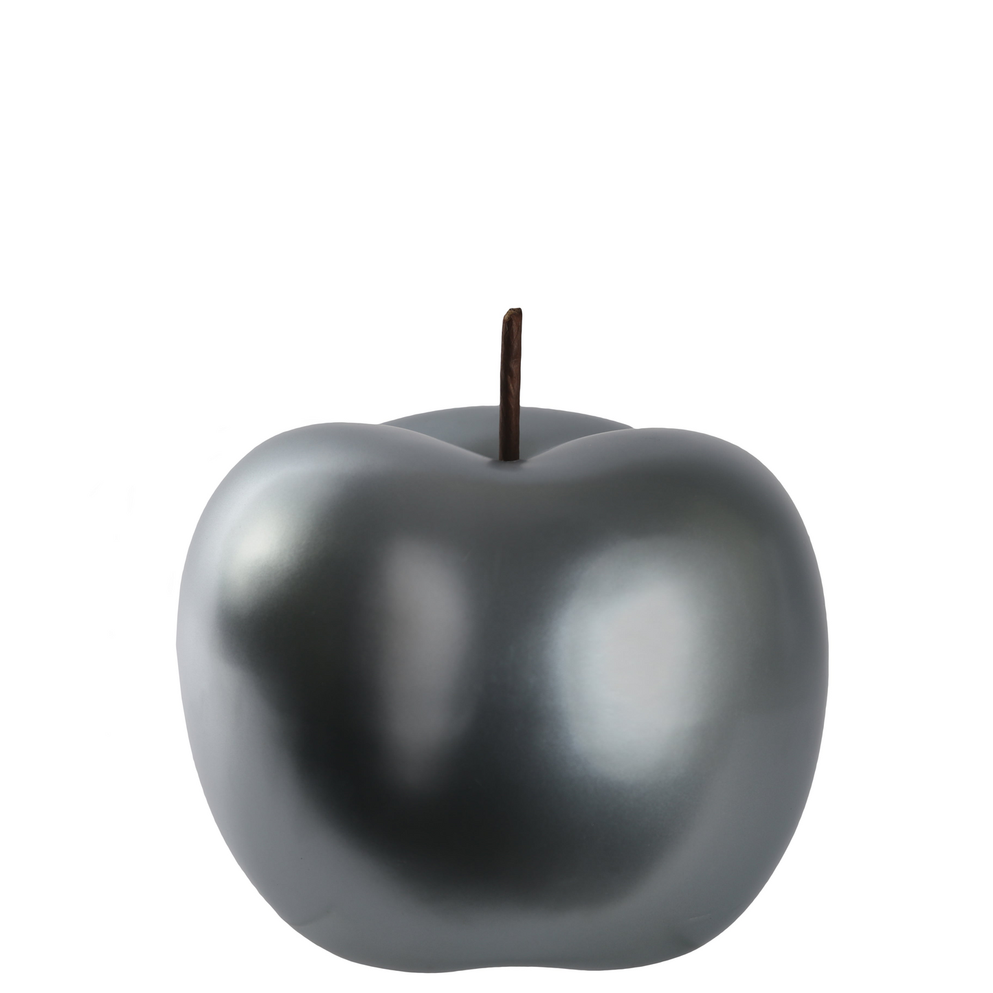 Gray apple-shaped candle on a white background