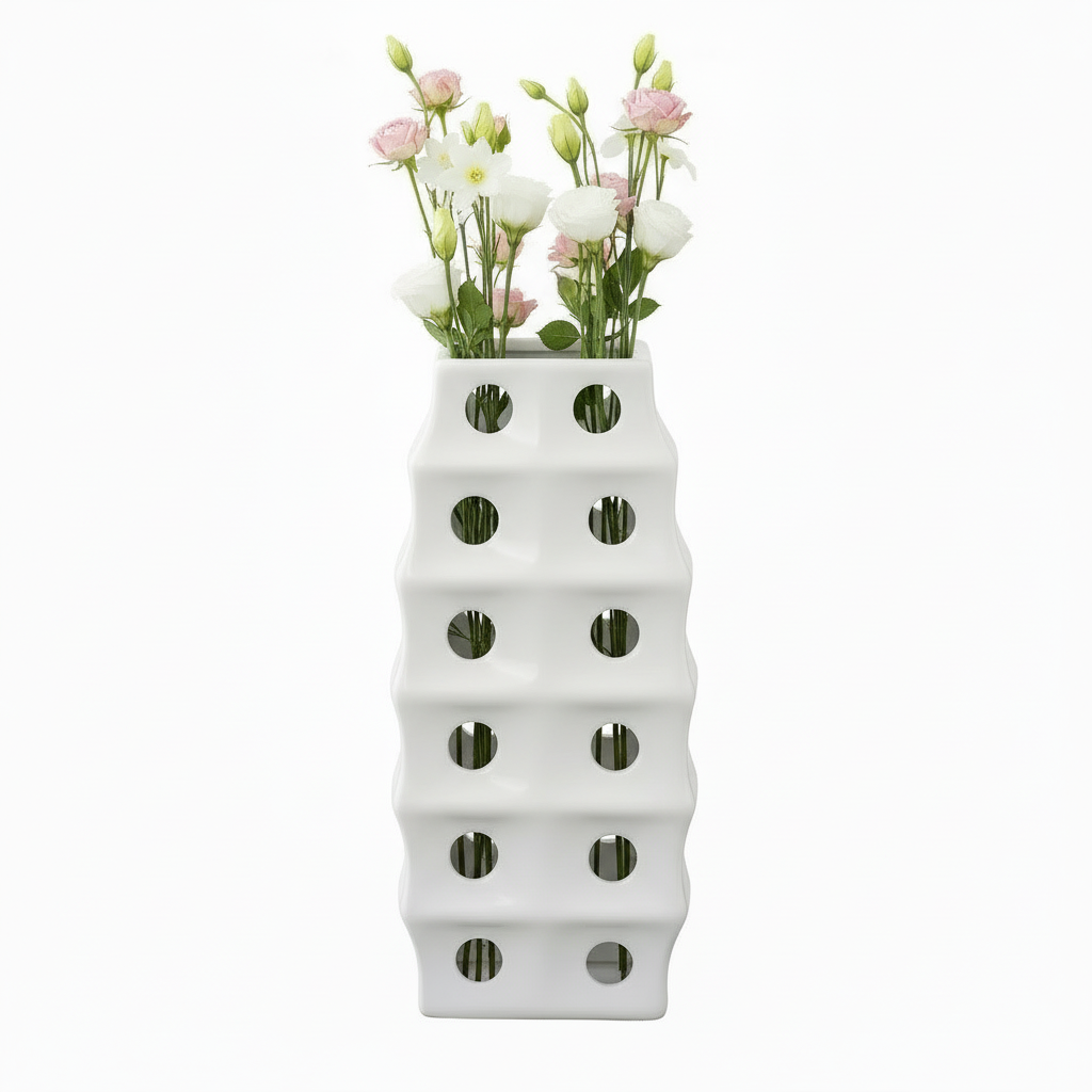 Kaida Chrome Cutout Ceramic Vase