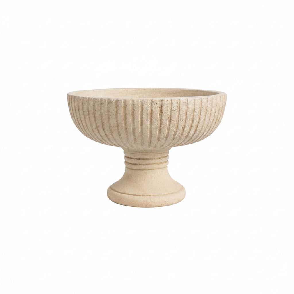 Beige textured bowl on a white background
