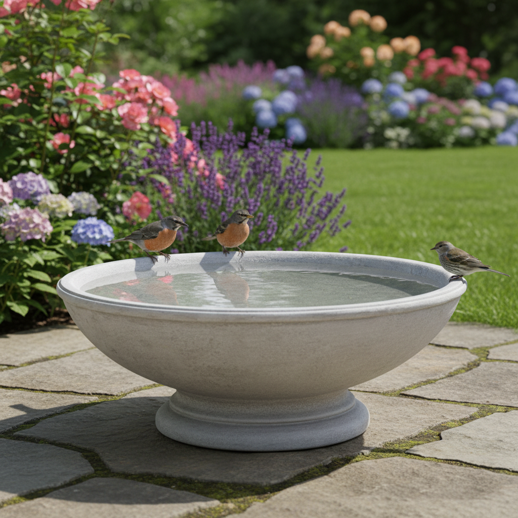 Nahla Wide Bowl Bird Bath with Pedestal Base
