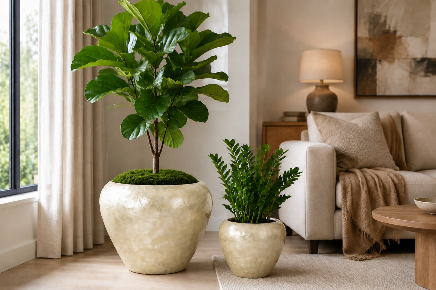 Yael Capri Shell Bowl Planter Set (Set of 2)
