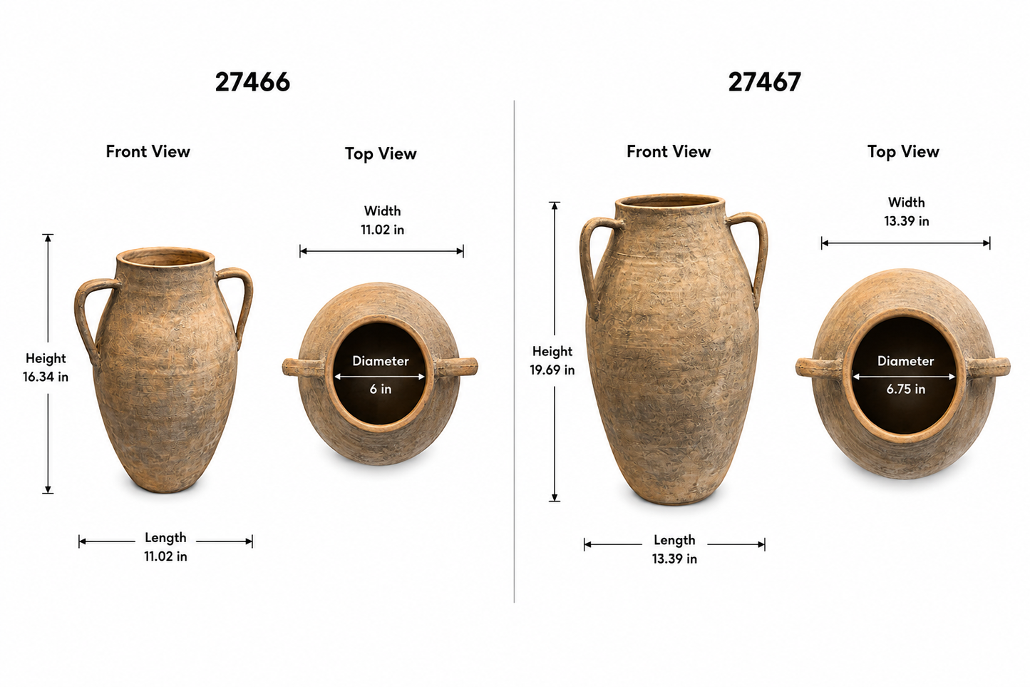 Aliza Handcrafted Amphora-Style Terracotta Vase with Loop Handles