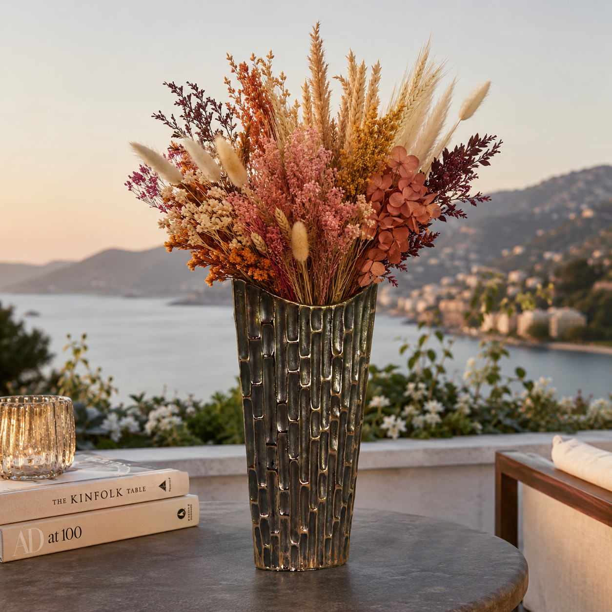 Niven Honeycomb Oval Metallic Vase