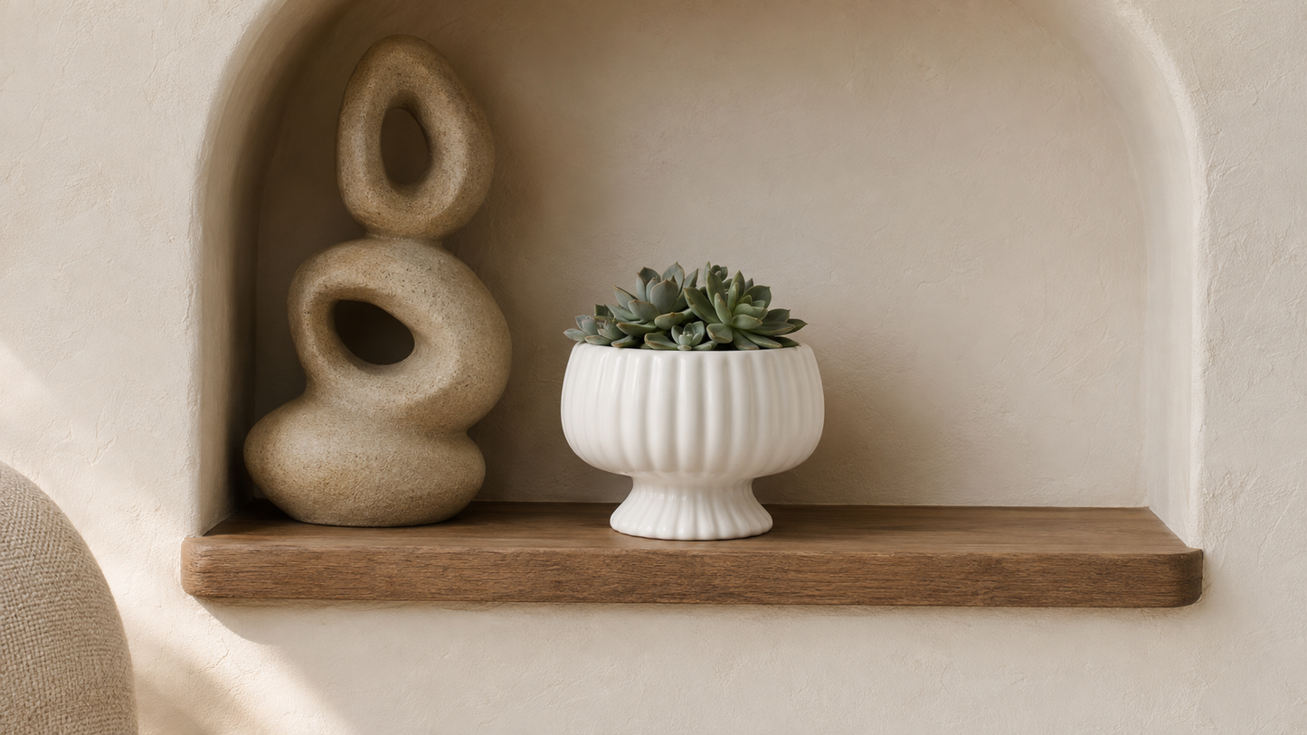Pavin Off-White Matte Compote Planters