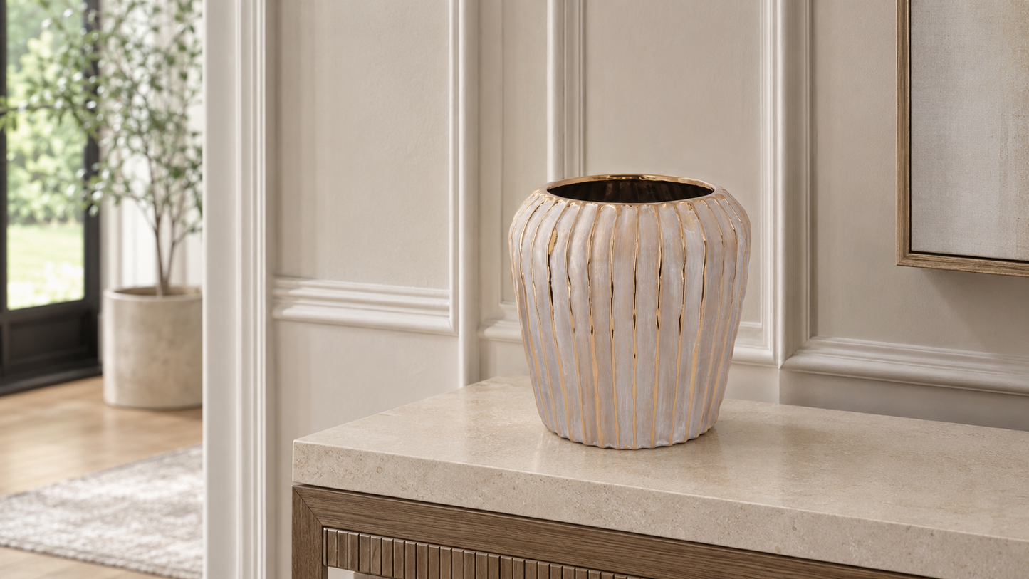 Prima Ribbed Ceramic Planter