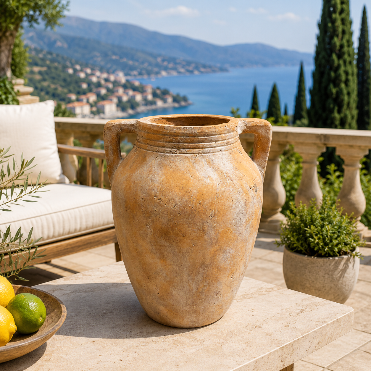 Dahlia Double-Handled Ceramic Urn Vase