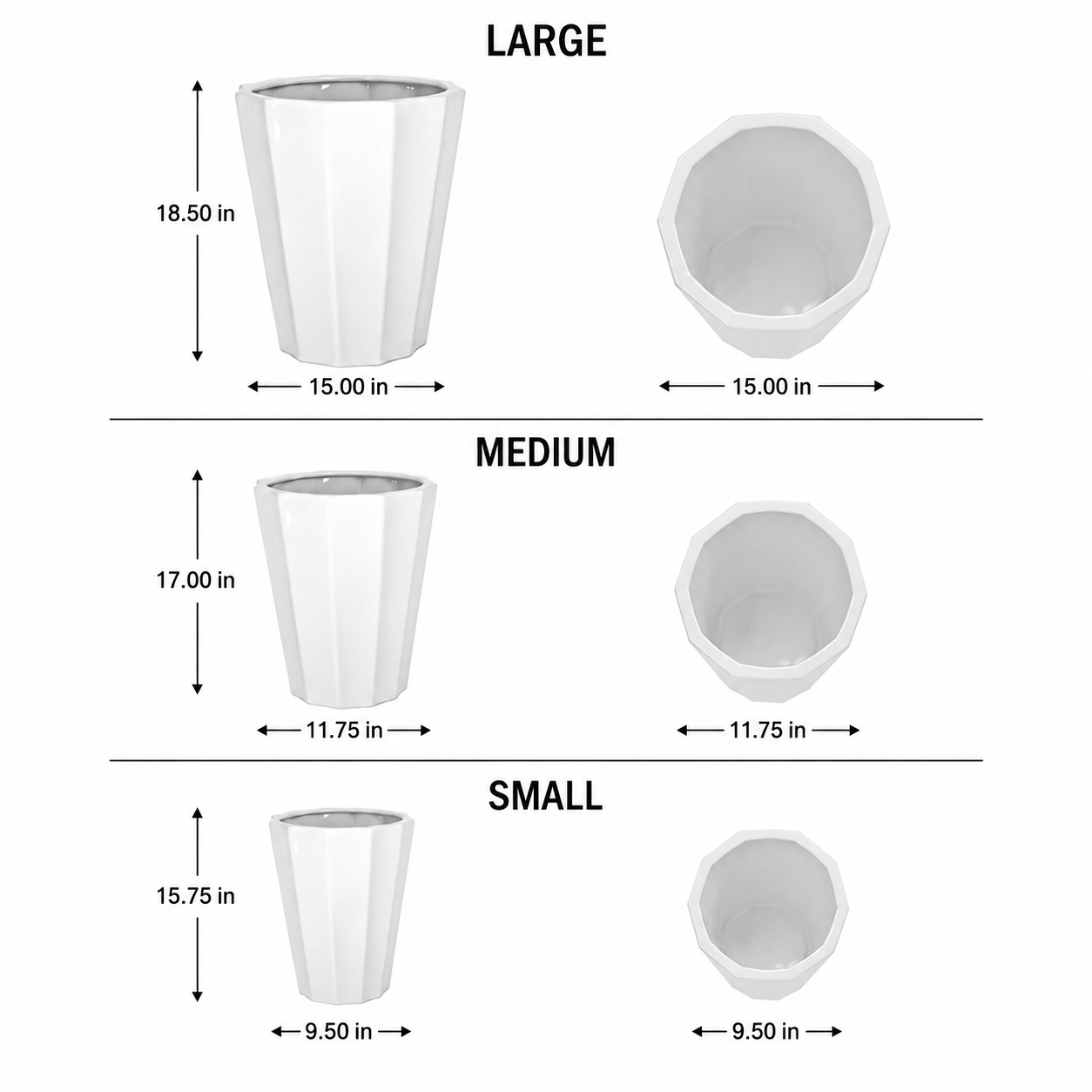 Ezrael Faceted Porcelain Planter Set (Set of 3)