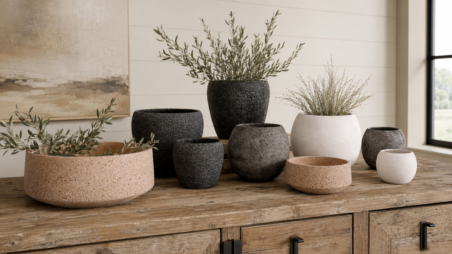 Droven Black Cement Pots