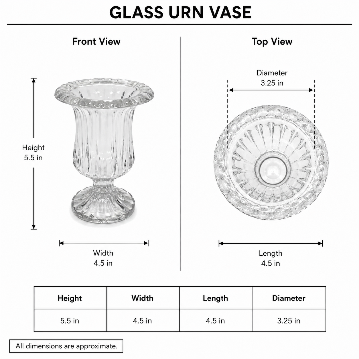 Abby Fluted Glass Pedestal Vase