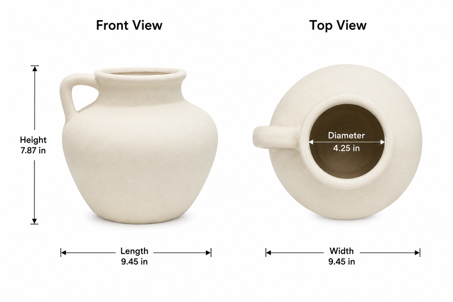 Yona Bellied Ceramic Vase with Single Loop Handle