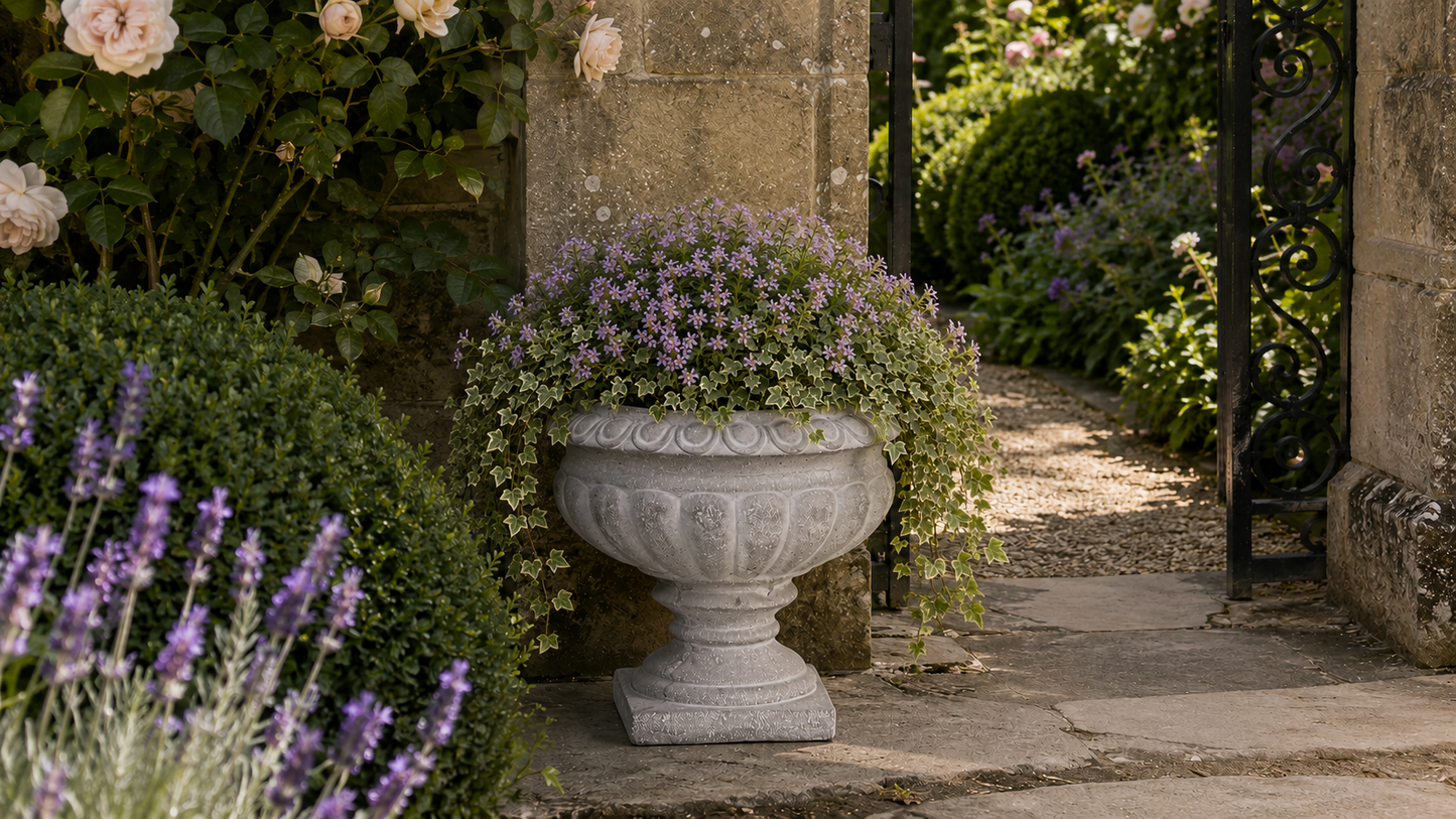 Zale Classic Fluted Garden Urn Planter with Pedestal