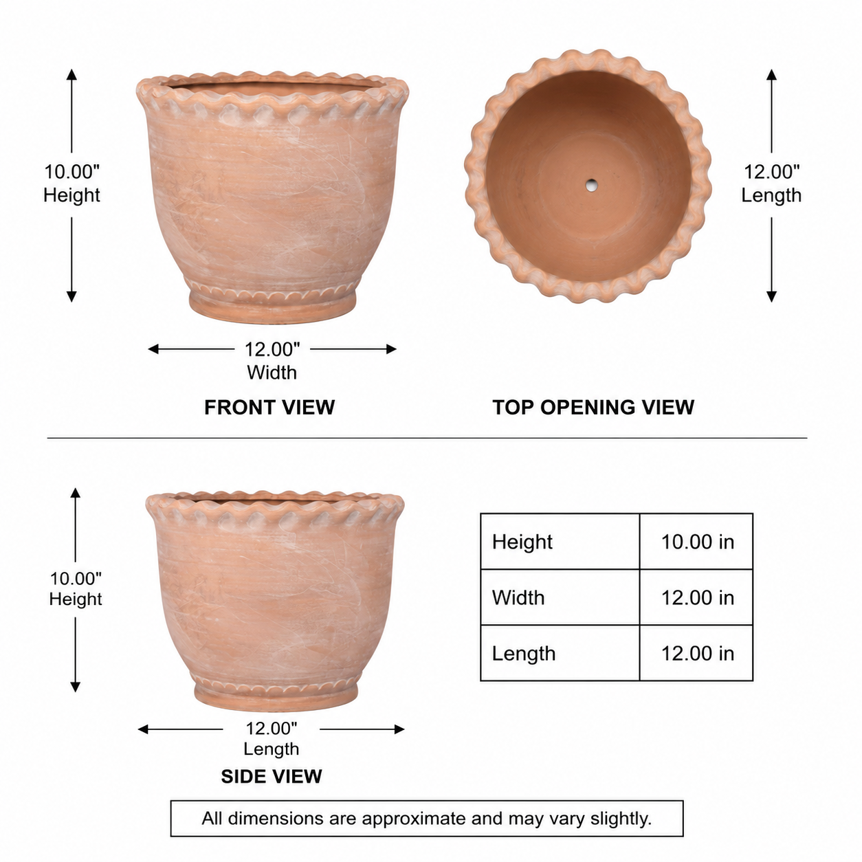 Zia Scalloped Terracotta Planter