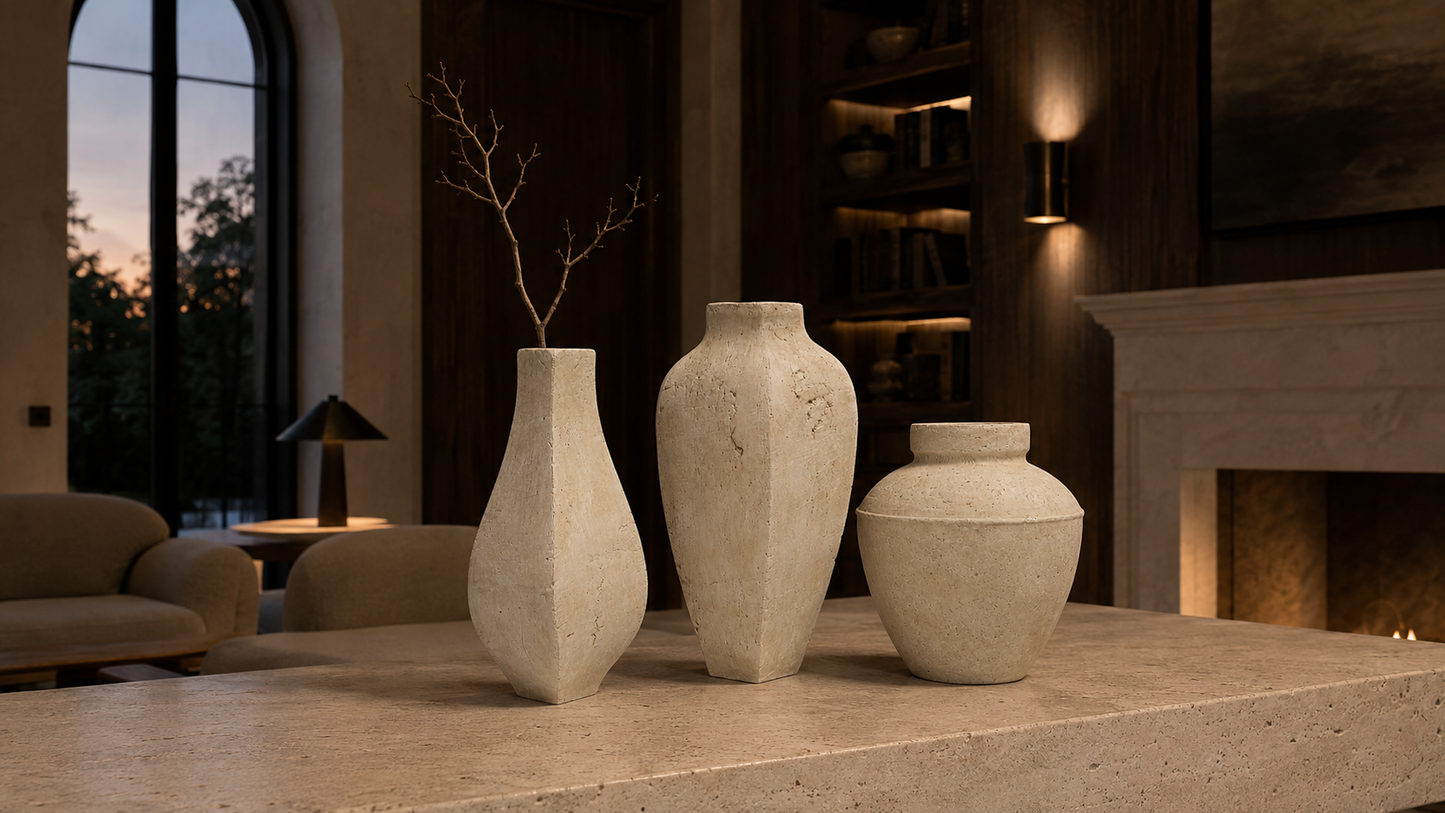 Nixie Handcrafted Faceted Pear-Shaped Terracotta Vase
