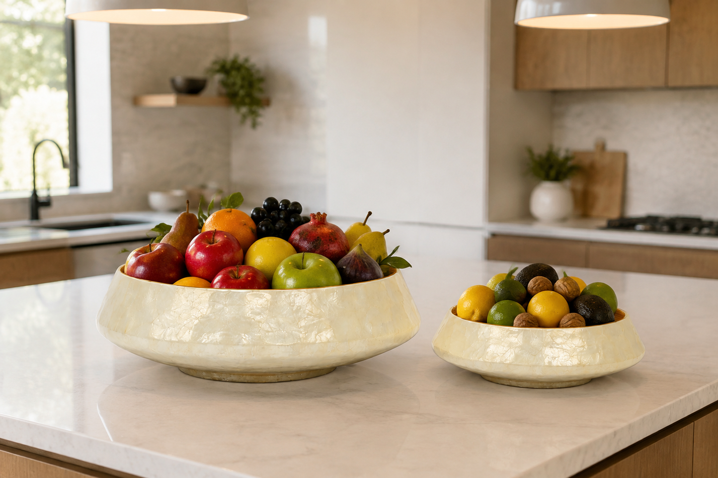 Ainsley Shell Mosaic Bowl Planter Set (Set of 2)