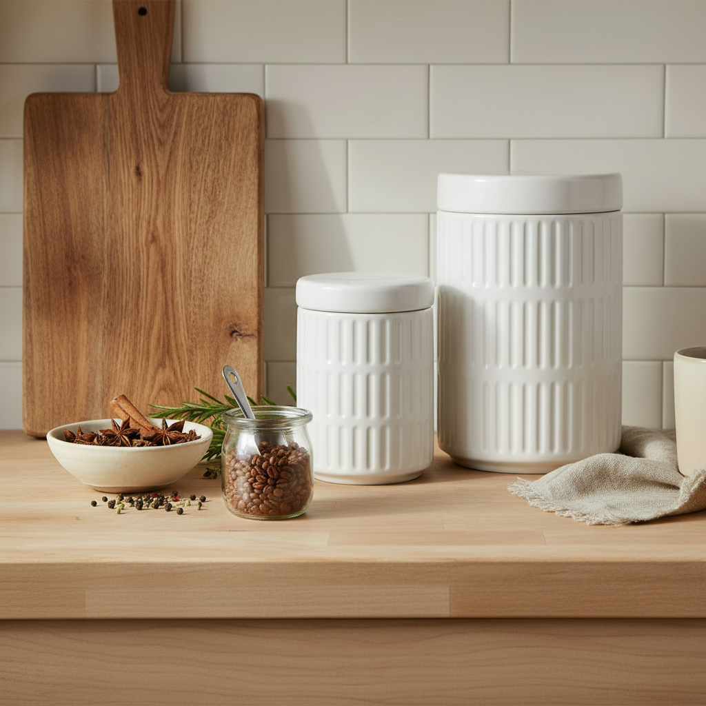 Yvelle White Ceramic Canister Set