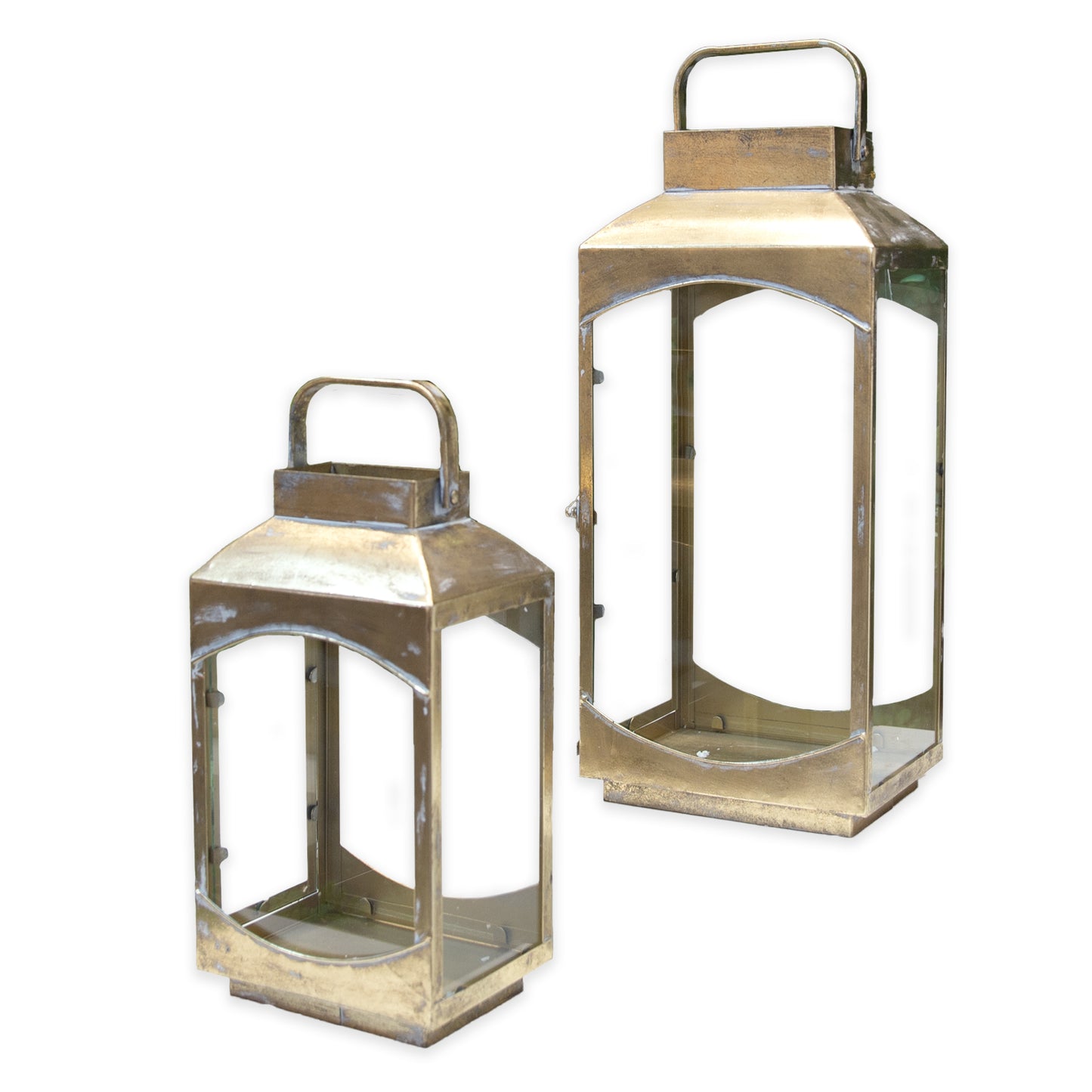 Feylan Gold Iron Glass Lanterns (Set of 2)