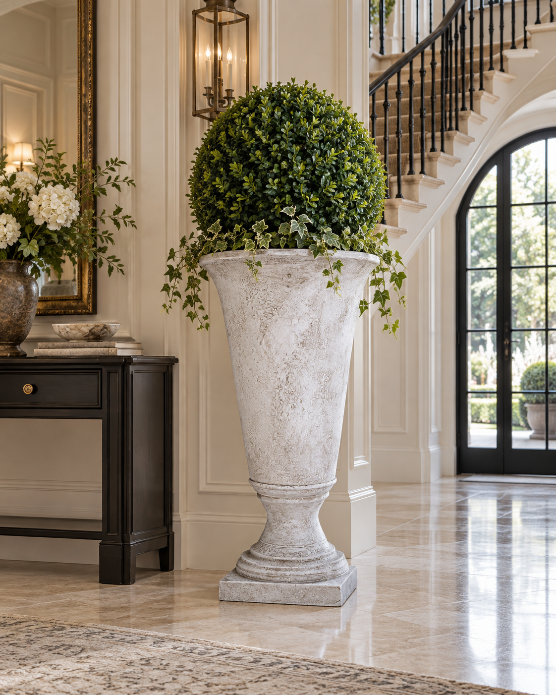 Niya Classic Fiberglass Urn Planter with Pedestal