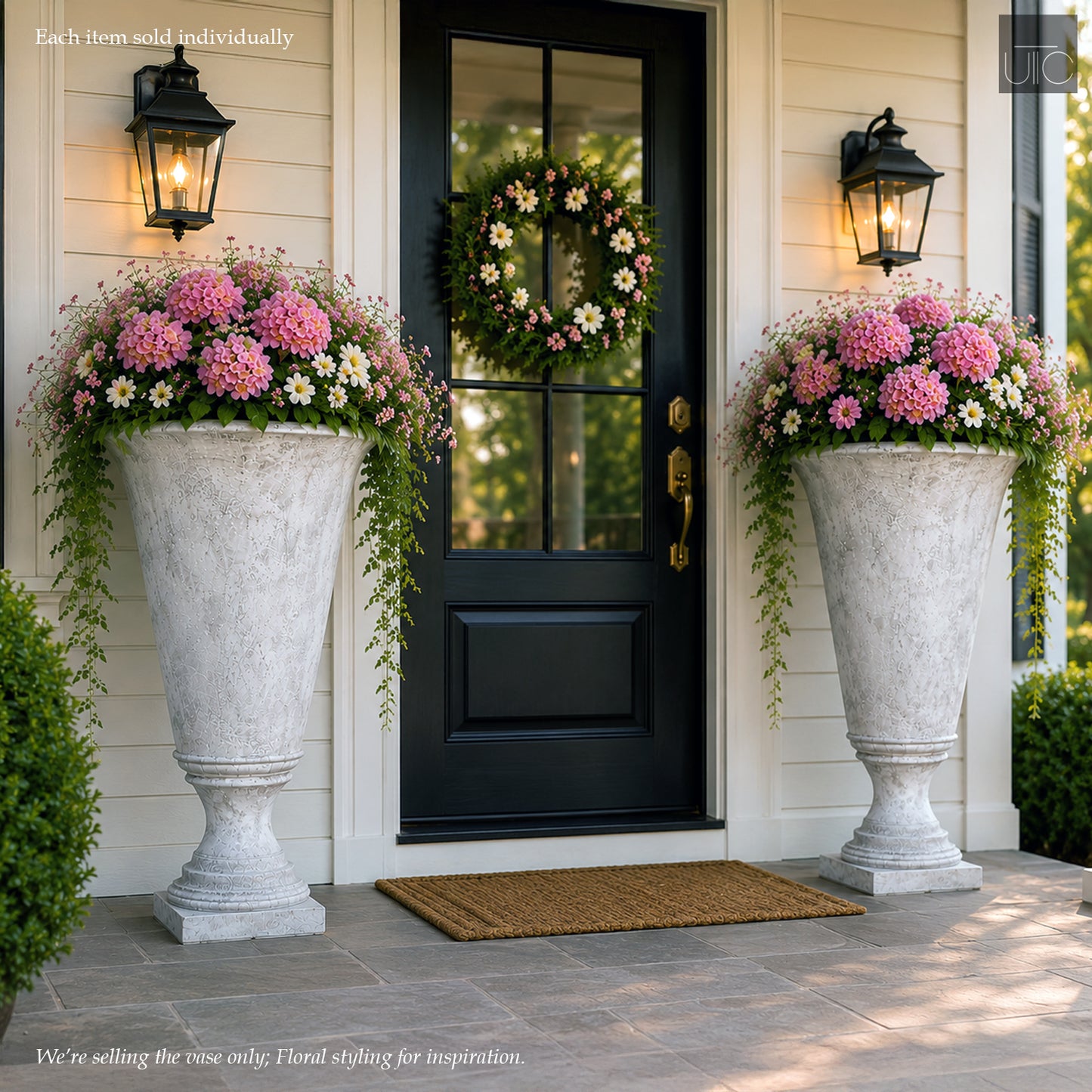 Niya Classic Fiberglass Urn Planter with Pedestal