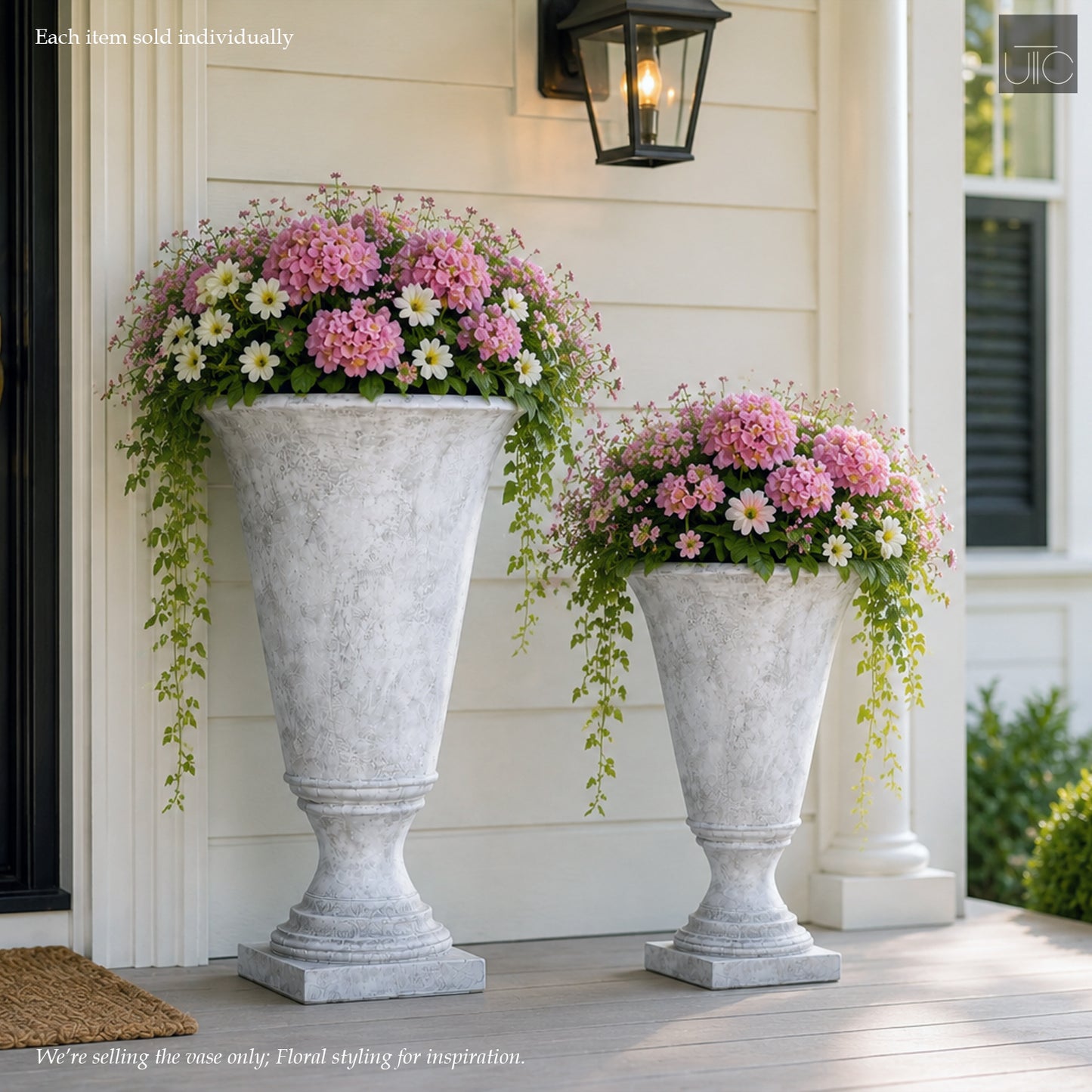 Niya Classic Fiberglass Urn Planter with Pedestal