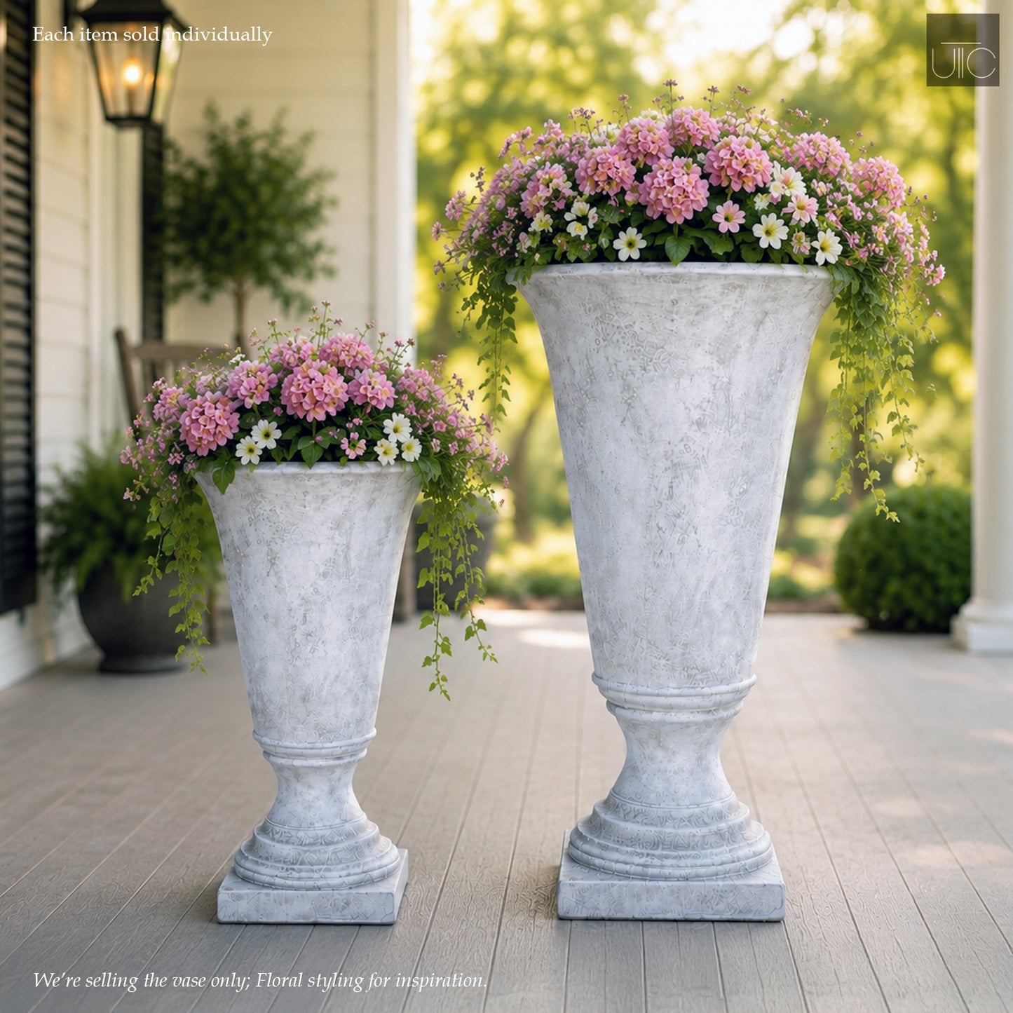Niya Classic Fiberglass Urn Planter with Pedestal