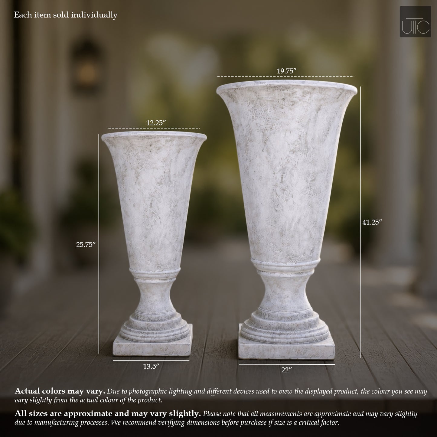Niya Classic Fiberglass Urn Planter with Pedestal