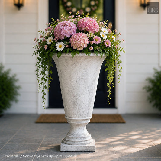 Niya Classic Fiberglass Urn Planter with Pedestal