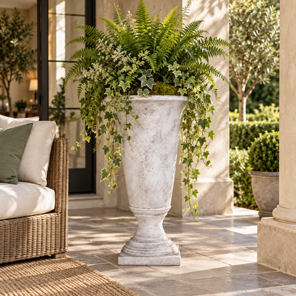 Niya Classic Fiberglass Urn Planter with Pedestal