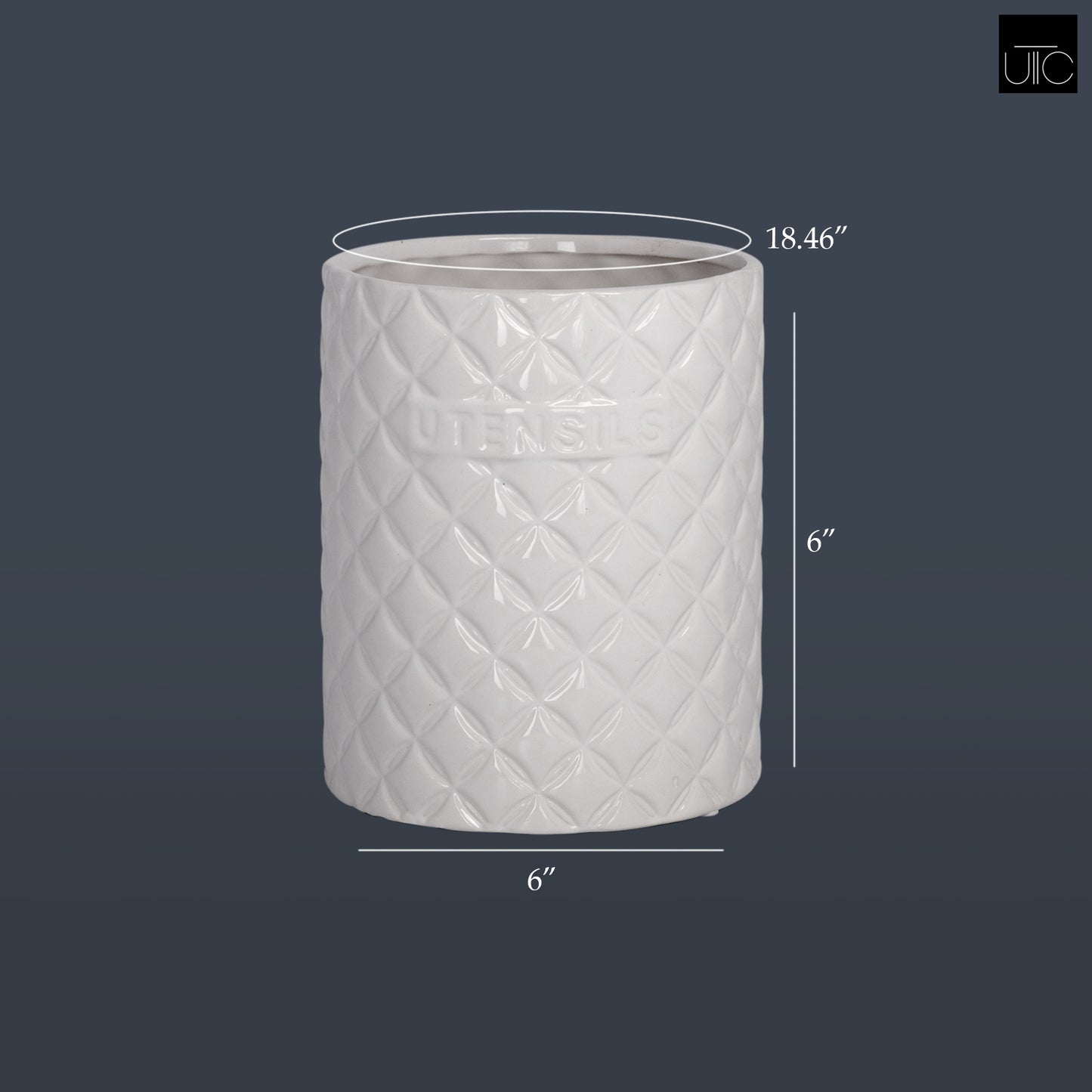 Brinna Embossed Ceramic Utensil Jar