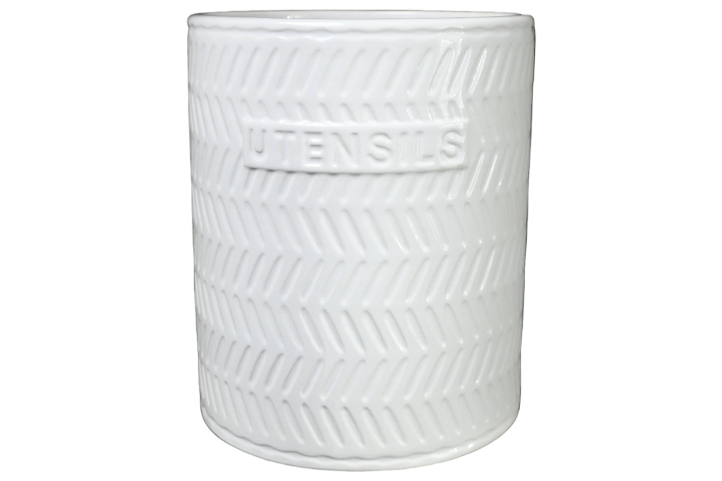 Brinna Embossed Ceramic Utensil Jar