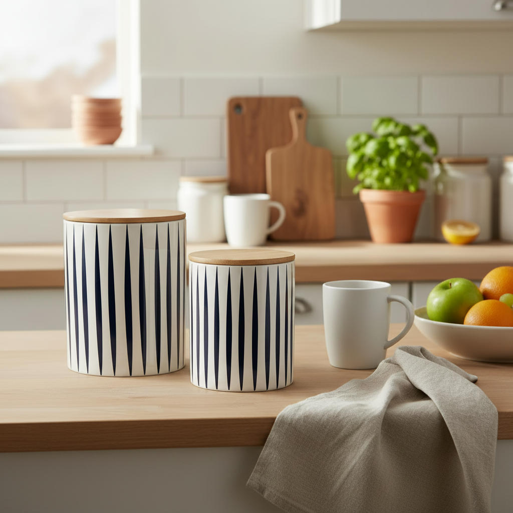 Umberly Ceramic Canister Set with Bamboo Lid (Set of 2)