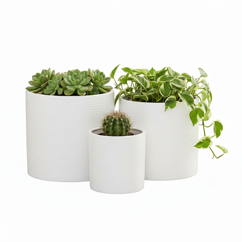 Olenna Textured Ceramic Pot Set (Set of 3)