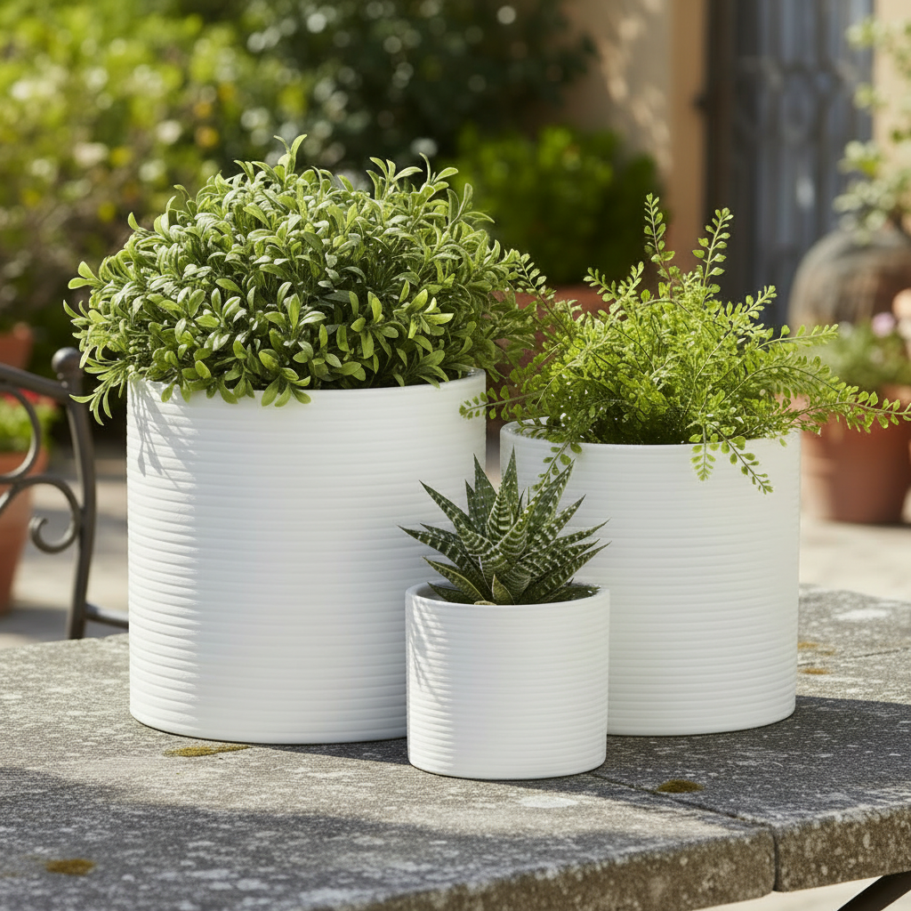 Olenna Textured Ceramic Pot Set (Set of 3)