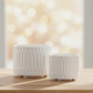 Chiara Ceramic Round Pots with Embossed Geometric Spike Pattern (Set of 2)