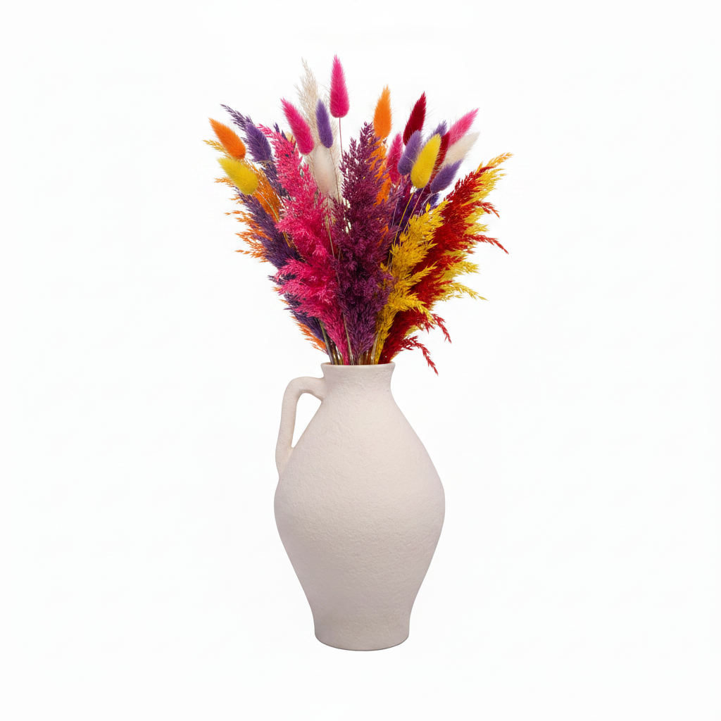Nova Cream Ceramic Jug Vase with Textured Finish