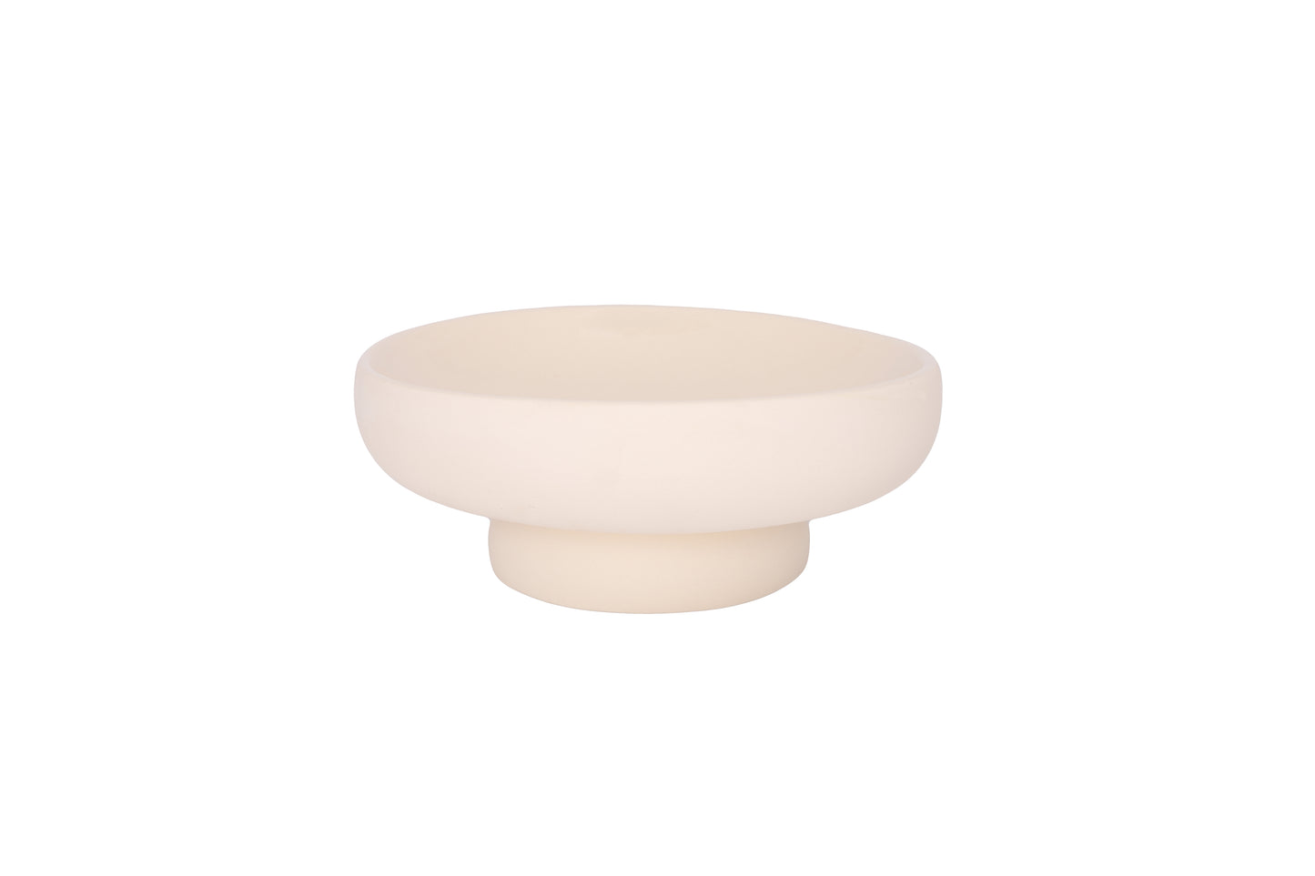 Ceramic RoundTextuerd Pedestal Bowl With Gloss Inside Finish Cream