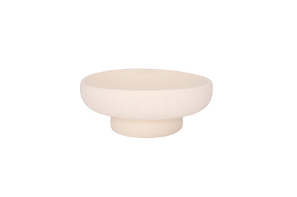 Ceramic RoundTextuerd Pedestal Bowl With Gloss Inside Finish Cream
