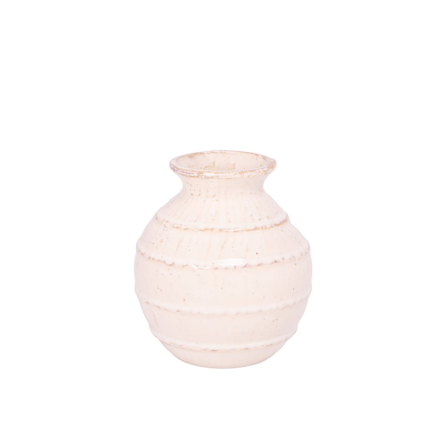 Calviora Off-White Ceramic Round Vase with Rim