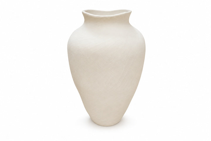 River Handcrafted Textured Urn Vase with Wavy Rim