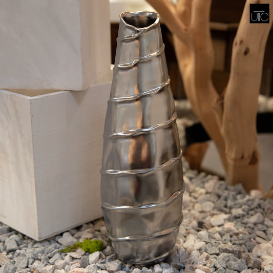 Sylvar Spiral Chrome Ceramic Vase
