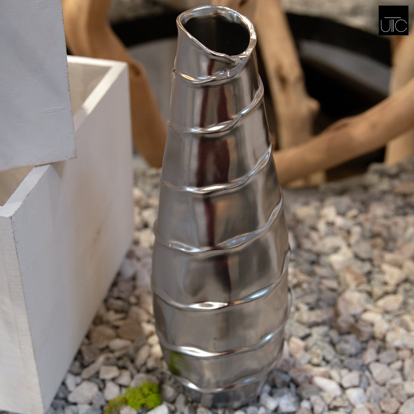 Sylvar Spiral Chrome Ceramic Vase